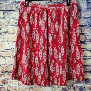 Garnet Hill Red and Gray A-Line Skirt